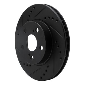 Toyota Prius Brake Rotor (1) - Front Left - R1 Concepts - Drilled & Slotted - Black - `04-`09